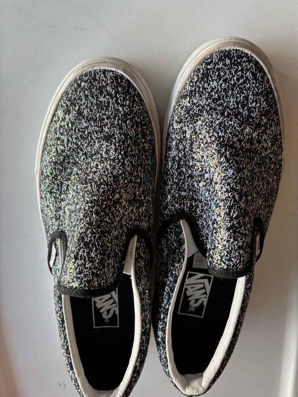 Vans Black Holographic Slip-On Sneakers